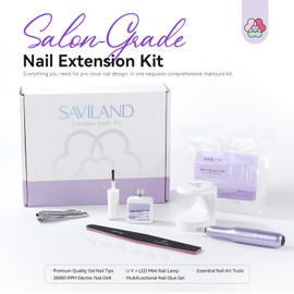 SAVILAND Advanced Gel Nail Kit: Salon Grade 30-Day Long-Wear Extra Short Almond Nails 500 Pcs Short Almond Nail Tips Kit with U V Nail Lamp Pre-Shaped 12 Sizes Complete Nail Art Kit for Salon Nail