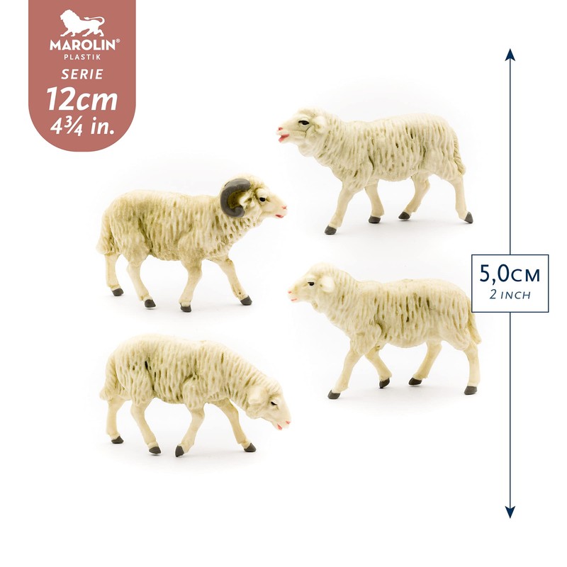 Marolin Schafgruppe, 4-teilig, zu 12cm Fig. (Kunststoff)