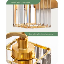 EDISHINE Bathroom Vanity Light, Modern Bathroom Lighting Fixtures Over Mirror, Wall Sconces Set of Two with Crystal Shade, Bath Lamp for Living Room, Bedroom, Powder Room, E26 Base, Gold