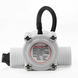 DIGITEN FL-408W-P 1/2 Inch Water Flow Meter with BSP Thread Hall Sensor Switch, Waterproof Flow Meter Counter for 1-30L/min, POM Material White