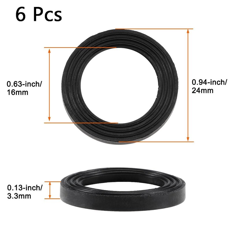TA-VIGOR 6 Pcs Black Rubber Flat Washers, 24mm OD, 16mm