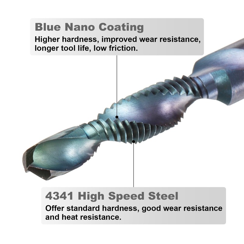 sourcing map Combination Drill and Tap Bit, Metric M6 x