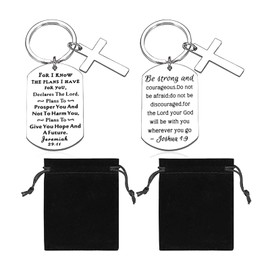 2 Bible Verse keychains Men Women Cross keychains Christian Bible Verses Thanksgiving Faith Keychains Christmas Keychains Baptism Bible Gifts Bible Accessories Silver