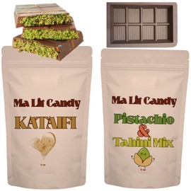 Ma Lit Candy Dubai Chocolate Bar Kit - INCLUDES Kataifi, Pistachio & Tahini Cream, Recipe, & Silicone Mold - Chocolate NOT Included - TikTok Popular Dubai Knafeh Pistachio Bar Kit