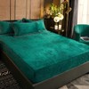 Dark Green Fitted Sheet, 140 x 200 cm, Green, Plush,