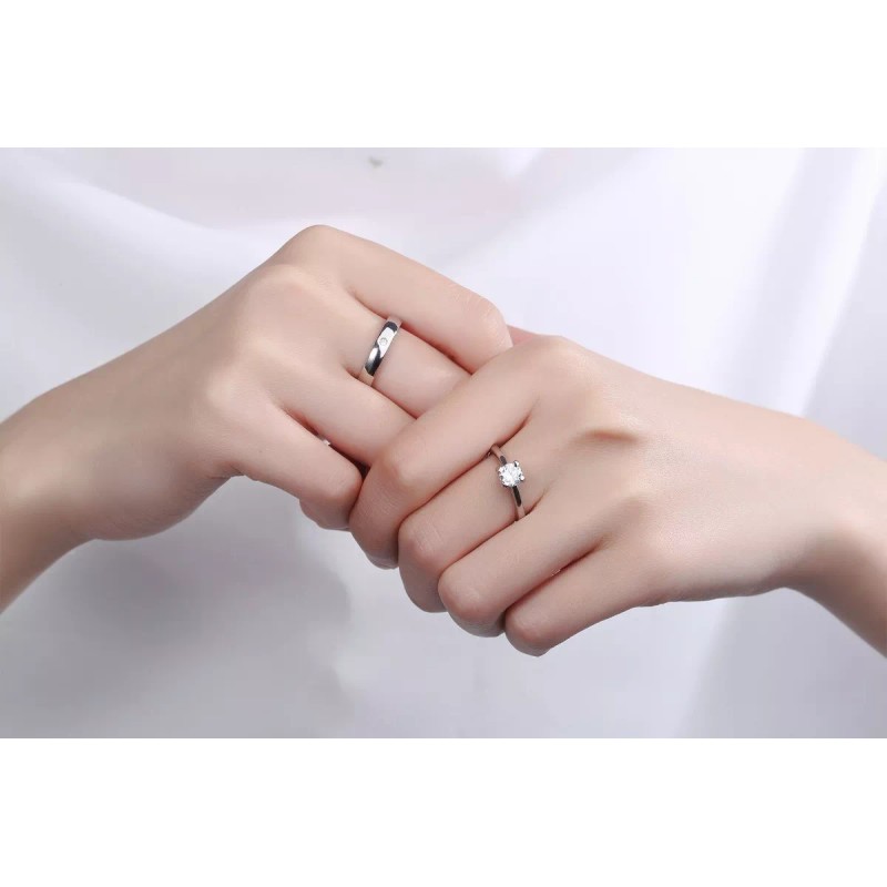 Monbelle 2 Anillos Duo Promesa Plata Fina 925 Amor Parejas