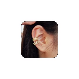 Ear Cuffs Non Pierced Gold Plated Ear Cartilage Clip on Wrap Hoop Hypoallergenic Earrings Dainty Cz Huggie Cuff Ear Jewelry for Women, one size, Metal, No Gemstone