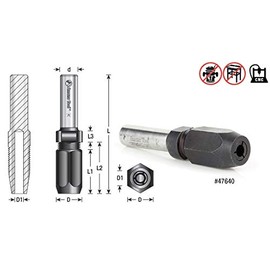 Amana Tool - 47642 Adaptador de extensión CNC de vástago de 1/4" para puntas de enrutador de vástago de 1/4"