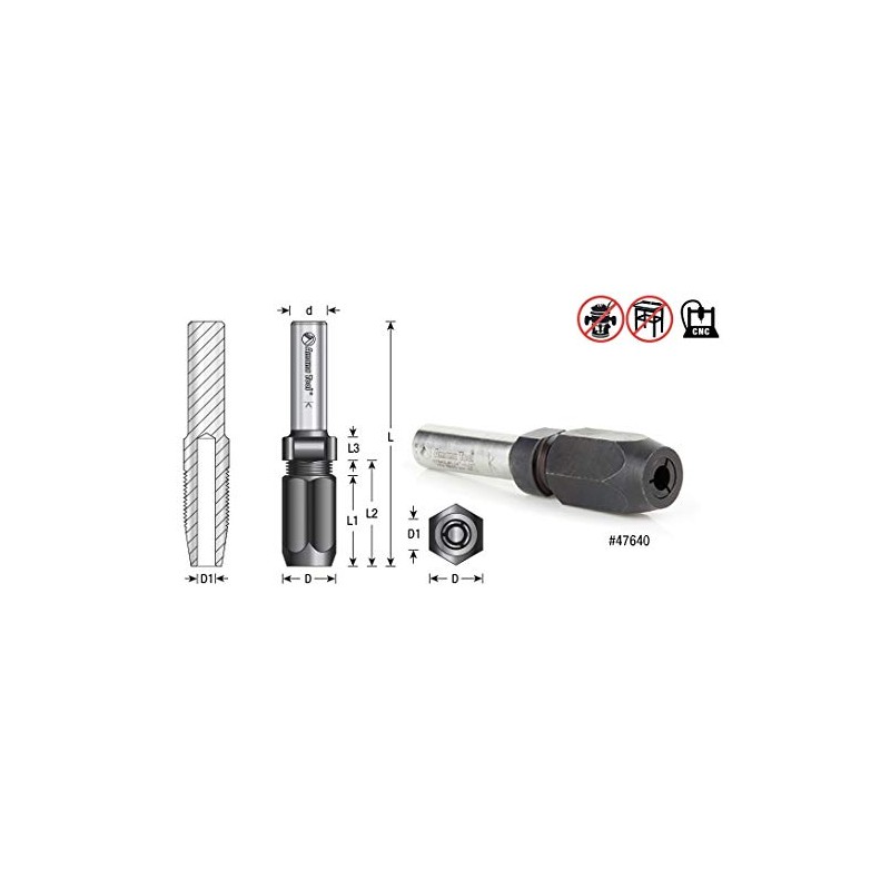 Amana Tool - 47642 Adaptador de extensión CNC de vástago