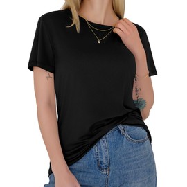 GAYHAY T-Shirts for Women - Black Short Sleeve Basic Tees Soft Crew Neck Trendy Summer Tops for Casual Vacation 2025