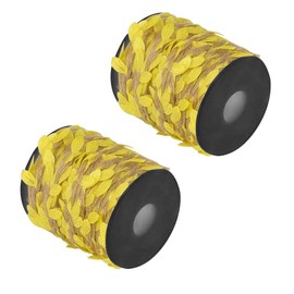 Shiwaki 2PCS Jute Twine with Leaf, 33 Feet Leaf Ribbon with Coil for Wedding Home Garden Decoration - Yellow