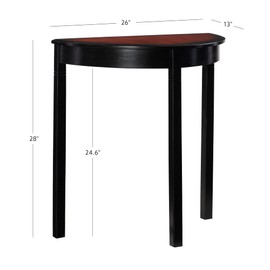 Linon Lune Black Wood Console Camden Table, 26" w x 13" d x 28" h, Cherry Demi