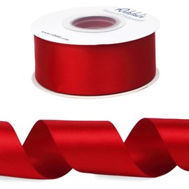 Ribbli Red Double Faced Satin Ribbon, 2” x Continuous 10 Yards,Use for Bows Bouquet,Christmas Gift Wrapping,Floral Arrangement