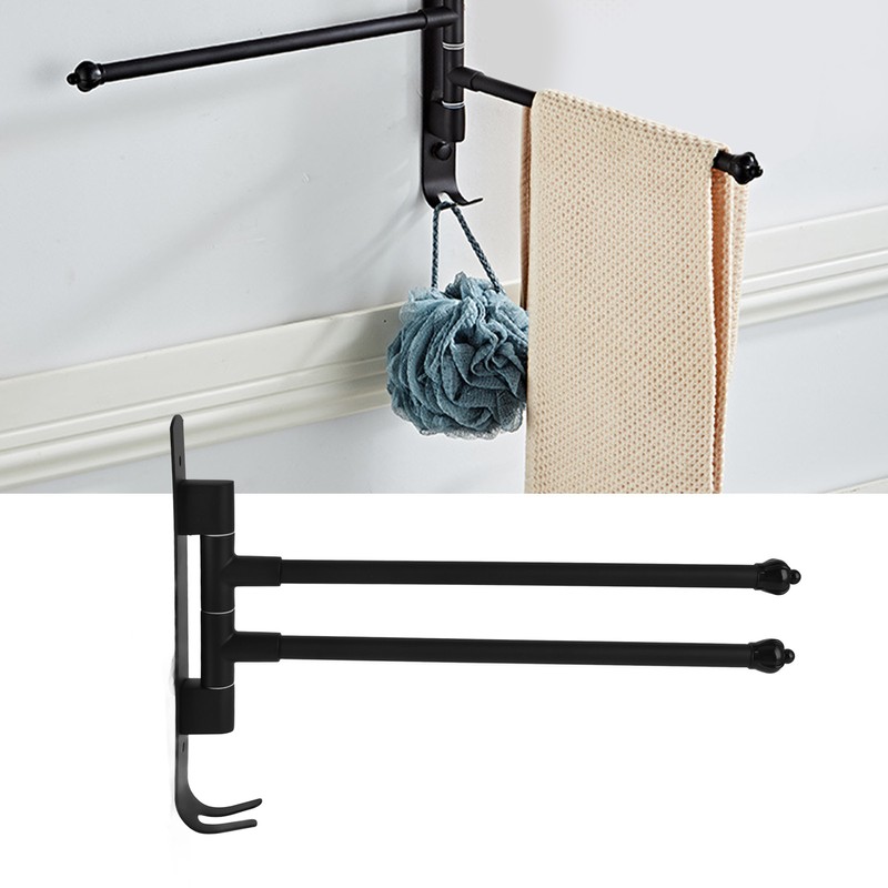Stainless Steel Swivel Towel Hanger Holder Black Rotating Movable Towel