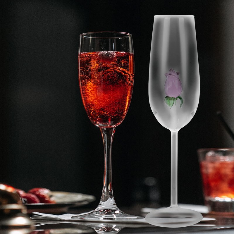 STOBAZA Rose Wine Glass with Rose Inside Wine Goblet Cocktail