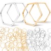 Inbagi 80 Pieces Hexagon Open Bezel Hexagon Hollow Frame Charm