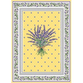 Tissus Toselli, Lavender Yellow, Provence Collection Kitchen, French Farmhouse, Lavender and Olive Twigs, Tea Towel, 100% Cotton,, 2546087517