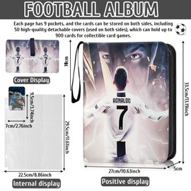 Football Card Scrapbook, Collector's Album for Football Cards Album, Trading Cards Album Football with 50 Removable Sleeves for 900 Cards, Compatible with All Types of Cards (B)