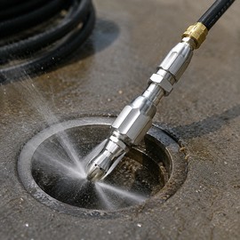 Sewer Jetter Nozzle for Drain Cleaning – 5000 PSI Mini Quick Connect Tip Kit for Pressure Washer Hose Maintenance
