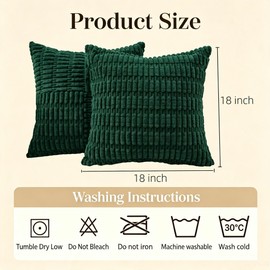 Christmas Green Decorative Corduroy Throw Pillow Covers 18x18 Set of 2