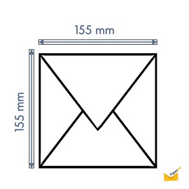 Karten und Co. Square Envelopes 155 x 155 mm Purple Pack of 25 Triangular Flap 120 g for 150 x 150 mm 15 x 15 cm Cards, White