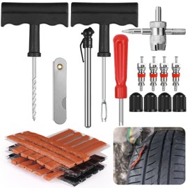 Celepoir 37 Piece Car Tyre Repair Kit, Portable Car Tyre Repair Kit, Tyre Repair Kit with Tyre Pressure Gauge, Tyre Repair Kit for Cars, Bicycles, Motorcycles, SUVs, SUVs