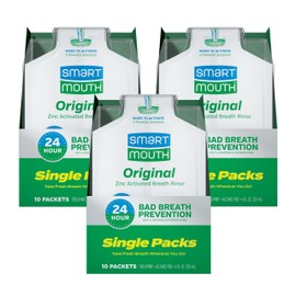 SmartMouth Original Activated Mouthwash - Adult Mouthwash for Fresh Breath - Oral Rinse for 24-Hour Bad Breath Relief with Twice Daily Use - Fresh Mint Flavor - 0.4 Fl Oz (30 Travel Packs)