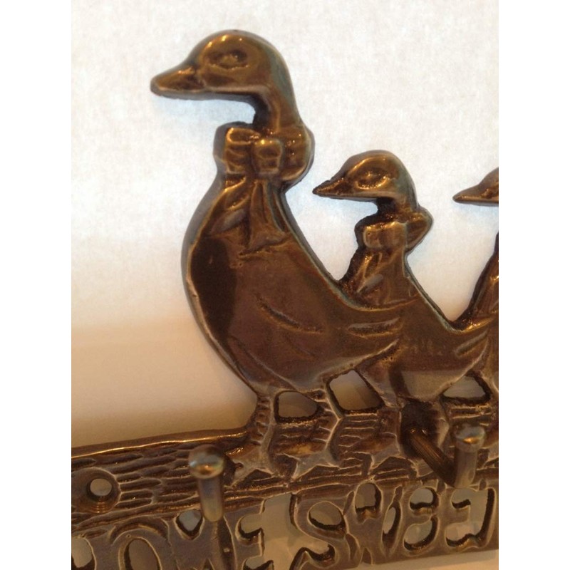 Antique Bronze Effect Brass Duck Family " Home Sweet Home