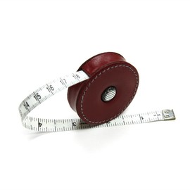 Oxblood Red Leather-Covered Retractable Tape Measure, 60", Made in Germany