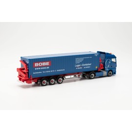 Herpa Truck Model Man TGX GM Container Side Loader "Bobe Spedition", Faithful in Scale 1:87, Model Truck for Diorama, Model Building Collectible, Decorative Miniature Models Made of Plastic