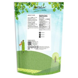 Food to Live Barley Flour, 4 Pounds – Fine Powder, Kosher, Vegan, Bulk. Rich in Fiber. Wheat Flour Alternative. Great for Baking. Product of the USA.