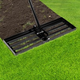 Ocean Ice Lawn Leveling Rake 30x10, 25-72" Adjustable Long Handle Garden Rake with Anti Flipping Smooth Edge, Heavy Duty Folding Rakes for Lawns for Grass, Soil, Yard Surface Covering, Landscaping