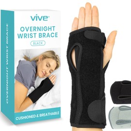 Vive Night Wrist Splint Brace - Left, Right Hand Sleep Support Wrap - Breathable & Lightweight Cushion Compression Arm Stabilizer for Carpal Tunnel, Men, Women, Kids, Tendonitis, Sports Pain