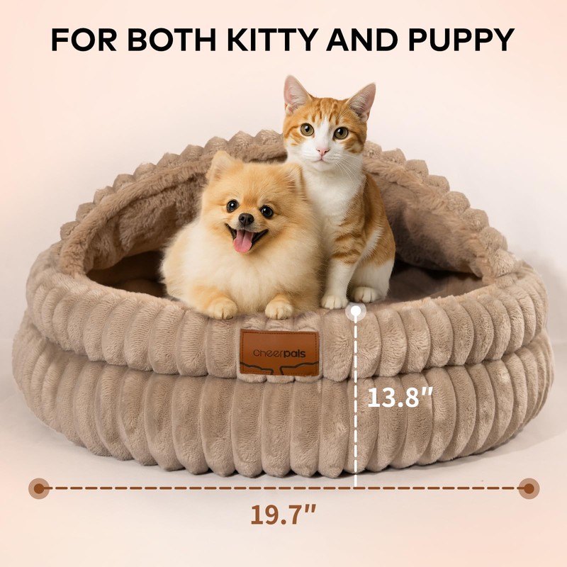 CHEERPALS Cat Bed Cave for Indoor Cats, Washable Round Cat
