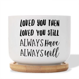 DecStic Loved You Then Loved You Still Always Have Always Will Ceramic Planters Bible Verse Snake Plant Live Indoor with Pot with Drainage Holes and Saucers Pot for Home Desktop Office Windowsill