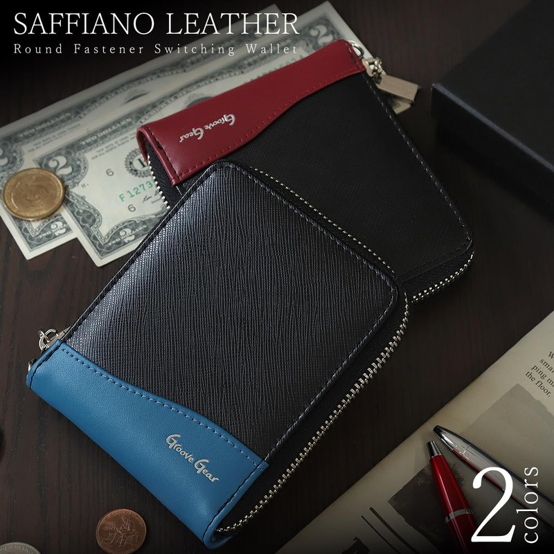 Groove Gear ggs-1031 Men's Bi-Fold Wallet, Mini Wallet, Saffiano Genuine
