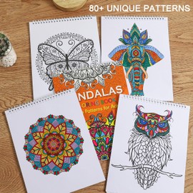 Silunkia Adult Coloring Books Set - 4 Coloring Books 8.5 x 11 Adult Animal Butterfly Bird Mandala Designs. Coloring Books for Adults to Relax and Relieve Anxiety - Top Spiral Binding is Easier to Use