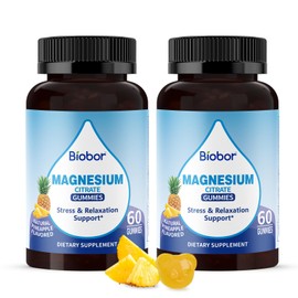 Biobor Potassium Magnesium Citrate Gummies, Magnesium Gummies Supplements with Vitamin D3, B6, Electrolyte Balance & Muscle, Stress Relaxation Support (120 Count, Pineapple)