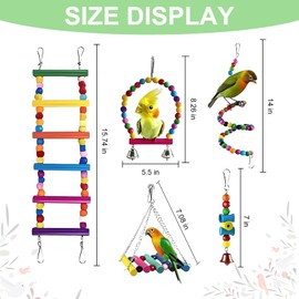 16 Piece Bird Toys for Parrots Colorful Chewing Foraging Toys for Small Birds Parakeet Canaries Natural Chew Interactive Play Great for Health and Enrichment