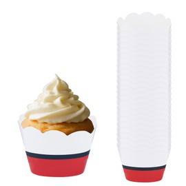 SAVITA 24pcs Cartoon Themed Cupcake Wrappers, Red White Paper Baking Holders for Muffins Cakes Desserts Cartoon Animation Birthday Party Supplies