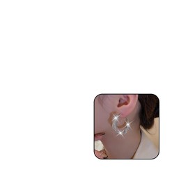 MEMFALL Twist Hoop Earrings for Women Chunky Hoop Earrings Sparkling Hollow Out Twisted Mesh Earrings