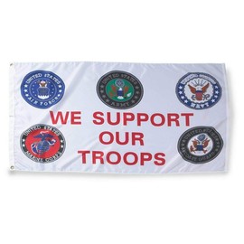 Trade Winds WE Support Our Troops Flag 3x5 ft Seals US Army Navy Air Force Marines Coast Gd Fade Resistant Premium