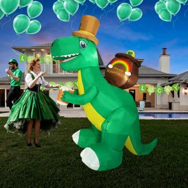 HZGDEJTG 6FT St. Patrick's Day Outdoor Inflatable Decoration, Old Man Sitting on Hat Inflatable Decoration, Outdoor Inflatable Decoration with LED Lights, Inflatable Decoration for Garden, Patio, Lawn