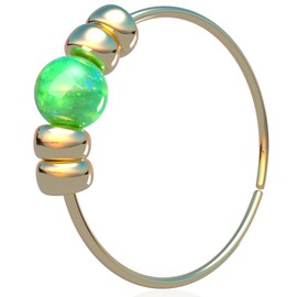 Tiny Gold Nose Ring - Snug Nose Piercing -14K Gold Filled 7mm Ring 2mm Green Opal - Thin Nose Piercing Hoops