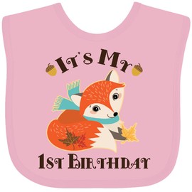 inktastic 1st Birthday Woodland Fox Baby Bib Pink 2d46d