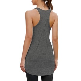 Bestisun Womens Long Tank Tops Activewear Sports Shirts Athletic Wear Workout Yoga Clothes Deep Heather Gray M