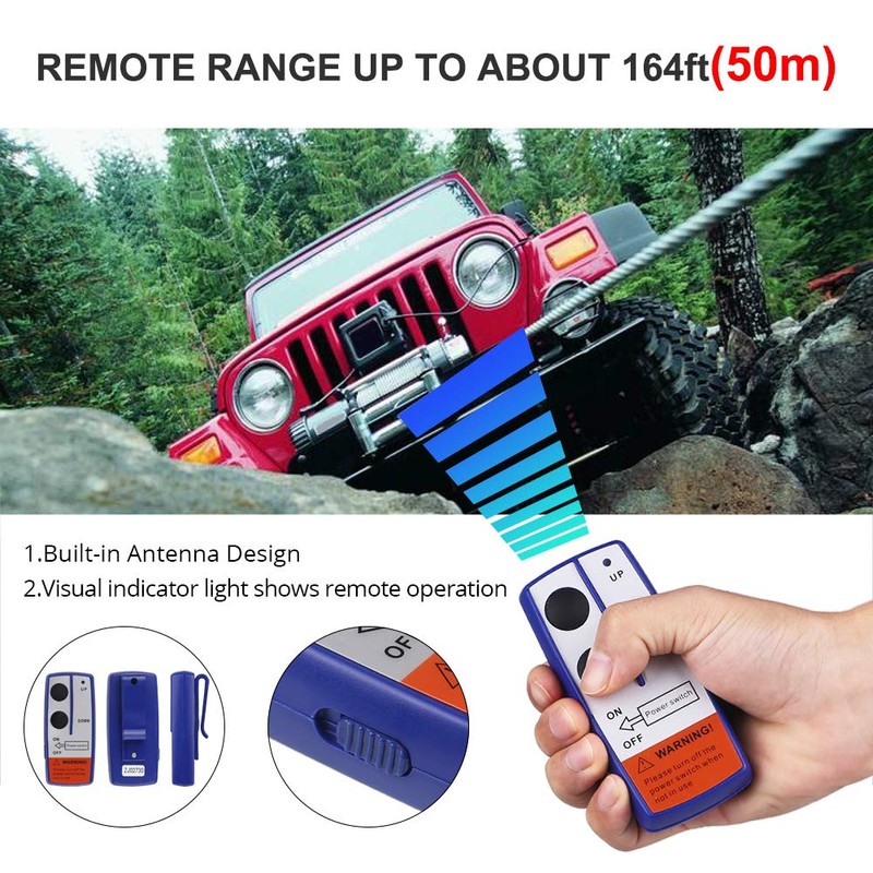 WATERWICH 12V 250A Winch Solenoid Relay Contactor+2pcs Wireless Winch Remote