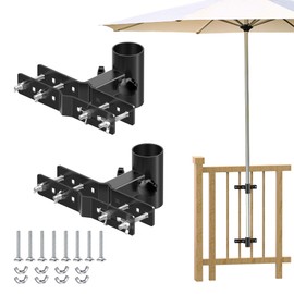 Balcony Umbrella Stand Outdoor Base,Heavy Duty Adjustable Metal Deck Patio Umbrella Holder Mount Clamp for Fence, Railing, Deck