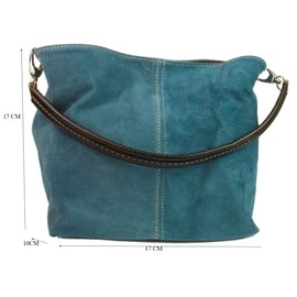 Girly HandBags New Genuine Suede Leather Handbag Shoulder Bag Tote Designer Elegant Women Collection (Light Green)(Size: W 17, H 17, D 10 cm (W 7, H 7, D 4 inches))
