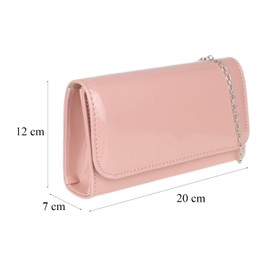 Girly Handbags Womens Plain Glossy Clutch Bag - Pink